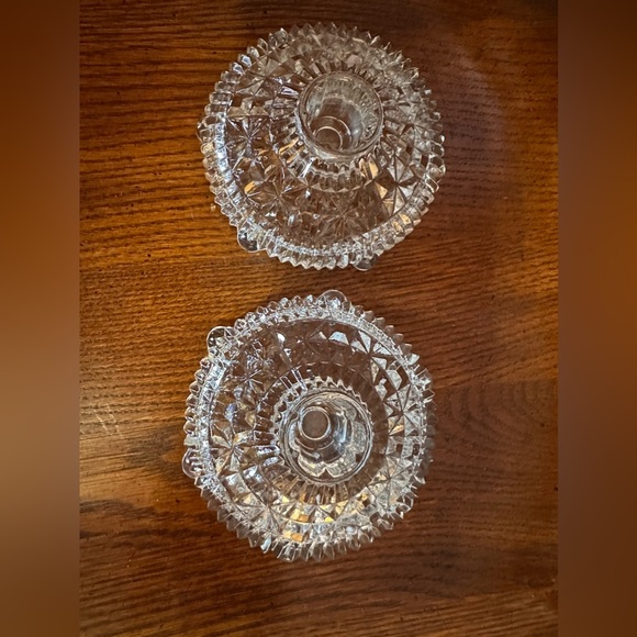 Antique Cut Glass Candle Holders - Perfect - Picture 3 of 4